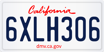 CA license plate 6XLH306