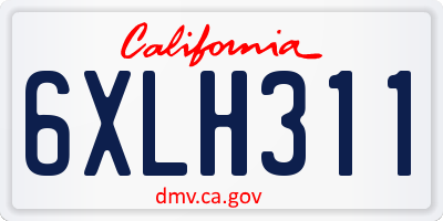 CA license plate 6XLH311
