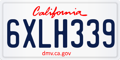 CA license plate 6XLH339