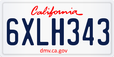 CA license plate 6XLH343
