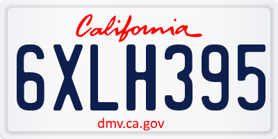 CA license plate 6XLH395