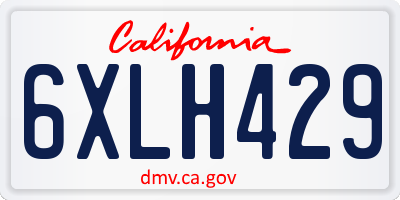 CA license plate 6XLH429