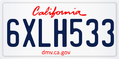 CA license plate 6XLH533