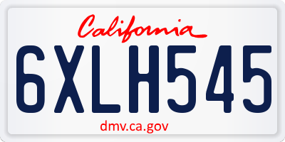 CA license plate 6XLH545