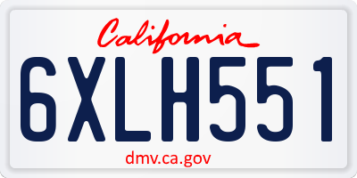 CA license plate 6XLH551