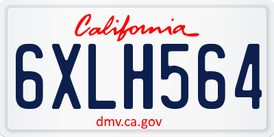 CA license plate 6XLH564