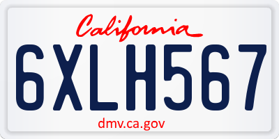 CA license plate 6XLH567