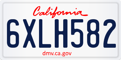CA license plate 6XLH582