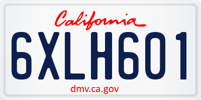 CA license plate 6XLH601