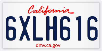 CA license plate 6XLH616