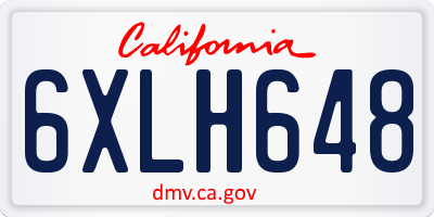 CA license plate 6XLH648