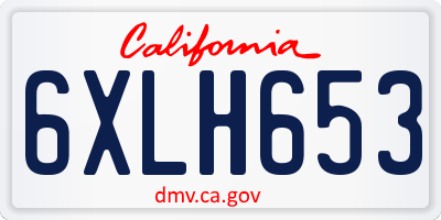 CA license plate 6XLH653