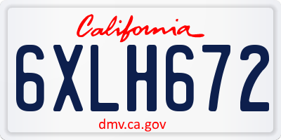 CA license plate 6XLH672