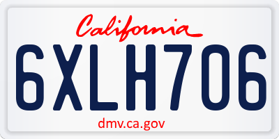 CA license plate 6XLH706