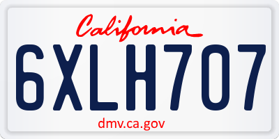 CA license plate 6XLH707