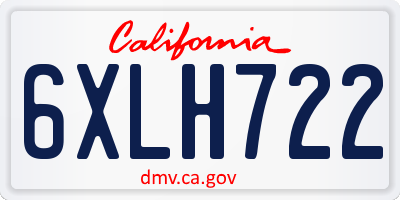 CA license plate 6XLH722