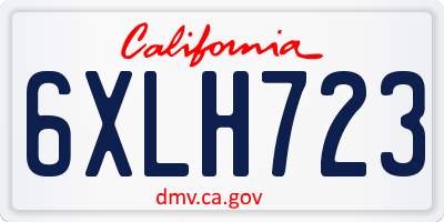 CA license plate 6XLH723