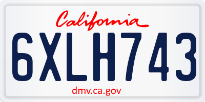 CA license plate 6XLH743