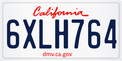 CA license plate 6XLH764