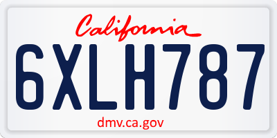 CA license plate 6XLH787