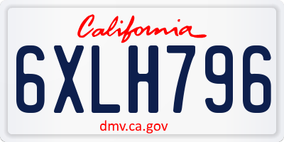 CA license plate 6XLH796