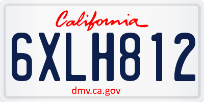CA license plate 6XLH812