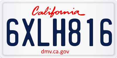 CA license plate 6XLH816