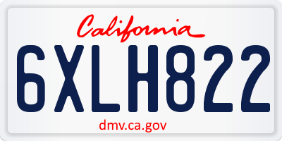 CA license plate 6XLH822