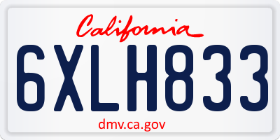 CA license plate 6XLH833