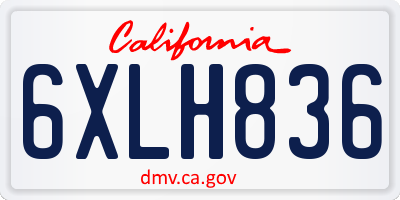 CA license plate 6XLH836