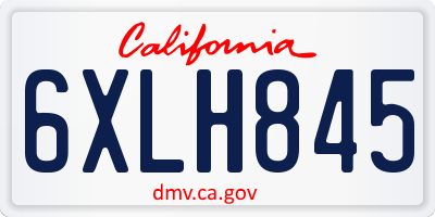 CA license plate 6XLH845