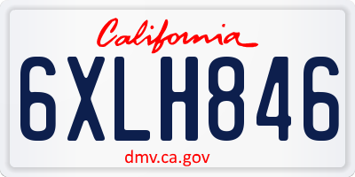 CA license plate 6XLH846