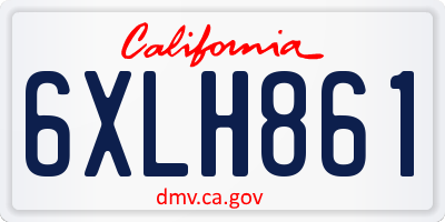 CA license plate 6XLH861