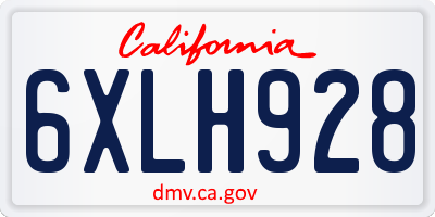 CA license plate 6XLH928