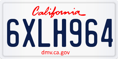 CA license plate 6XLH964