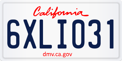 CA license plate 6XLI031