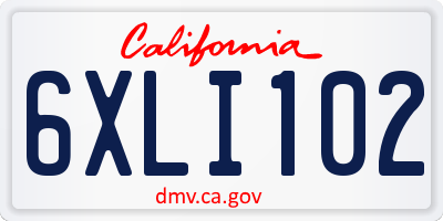 CA license plate 6XLI102