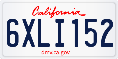 CA license plate 6XLI152