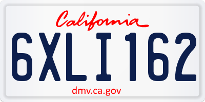 CA license plate 6XLI162