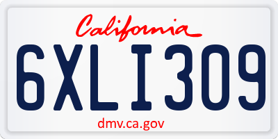 CA license plate 6XLI309