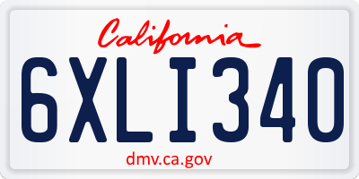 CA license plate 6XLI340