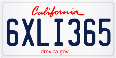CA license plate 6XLI365