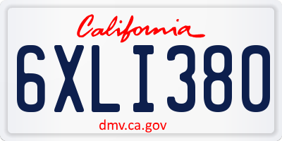 CA license plate 6XLI380
