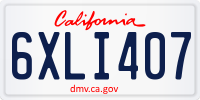 CA license plate 6XLI407