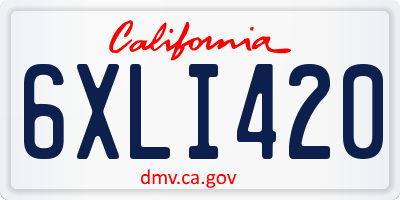 CA license plate 6XLI420