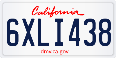 CA license plate 6XLI438