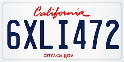CA license plate 6XLI472
