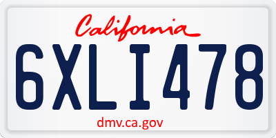 CA license plate 6XLI478