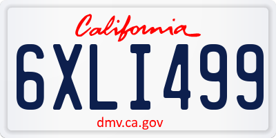 CA license plate 6XLI499