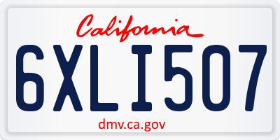 CA license plate 6XLI507